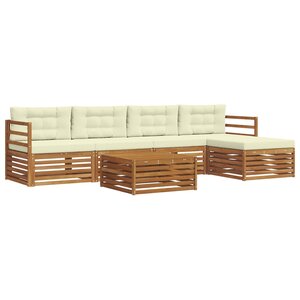 vidaXL Ensemble de canapés d'extérieur 6 pc Naturel et Crème