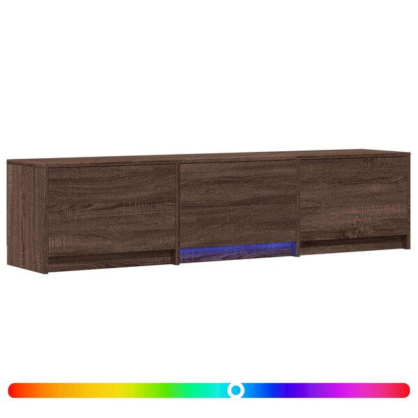 vidaXL Meuble TV avec LED avec LED Chêne brun 165 x 34 x 40 cm