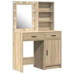 Set de coiffeuse 2 pièces avec LED en chêne sonoma en bois d'ingénierie