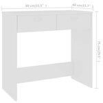 vidaXL Bureau Blanc 80x40x75 cm Bois d'ingénierie