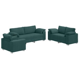 vidaXL Canapé 3 Pièces Vert foncé 219 x 80 x 82 cm Tissu en lin mélangé