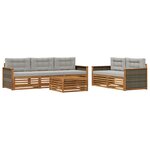 vidaXL Ensemble de canapés d'extérieur 6 pc Naturel et gris clair