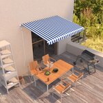 vidaXL Auvent rétractable automatique 300x250 cm Bleu et blanc