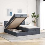 VidaXL Cadre de lit ottoman avec matelas gris foncé 160x200cm velours