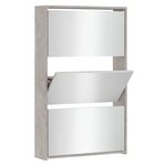 vidaXL Armoire à chaussures miroir 3 niveaux Gris béton 63x17x102 5 cm