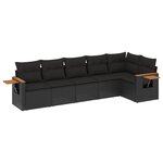 vidaXL Salon de jardin 6 Pièces avec coussins noir résine tressée
