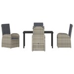 Ensemble de salle à manger de jardin 5 pièces avec coussins en Poly Rattan gris