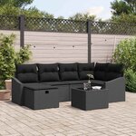 vidaXL Ensemble de canapé de jardin avec coussin 7 Pièces Noir