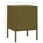 vidaXL Tables de chevet 2 Pièces Vert olive 35x35x51 cm Acier