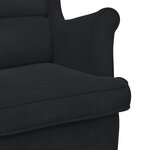 vidaXL Fauteuil à bascule à oreilles en velours noir bois massif