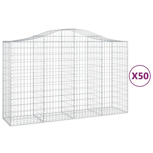 vidaXL Paniers à gabions arqués 50 Pièces 200x50x120/140 cm Fer galvanisé