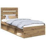 vidaXL Cadre de lit Chêne artisan 100 x 200 cm Bois de pin massif