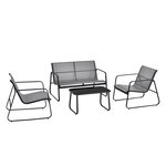 Salon de jardin de 4 meubles acier PVC noir gris clair 03_0008240