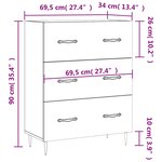 vidaXL Buffet chêne fumé 69 5x34x90 cm bois d'ingénierie