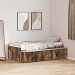 vidaXL Lit de rangement Chêne fumé 90x200 cm