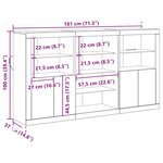 vidaXL Buffet avec lumières LED Bois vieilli 181.5x37x100 cm Bois d'ingénierie