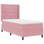 vidaXL Lit à Ressorts avec Matelas LED Rose 90 x 200 cm Velours