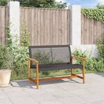 vidaXL Banc de jardin noir 112 cm résine tressée et bois d'acacia