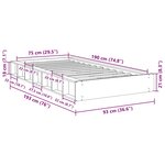 vidaXL Cadre de lit sans matelas 75x190 cm bois massif de chêne