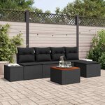 vidaXL Ensemble de canapé de jardin 6 Pièces Noir