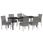 vidaXL Ensemble de salle à manger pour jardin 7 Pièces Gris