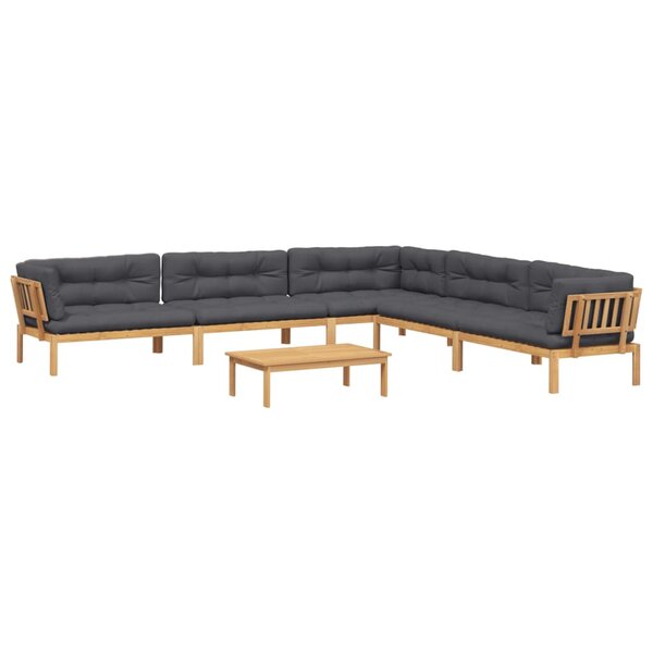 vidaXL Salon palette de jardin avec coussins 6Pièces bois d'acacia massif