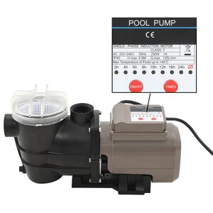 vidaXL Pompe de piscine avec minuterie Noir 0 25 CH  8000 l / h