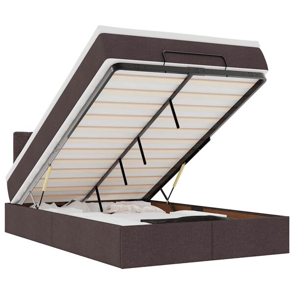 VidaXL Cadre de lit ottoman avec matelas marron foncé 120x190 cm tissu