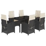 vidaXL Ensemble à manger de jardin coussins 7Pièces Noir Résine tressée