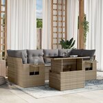 vidaXL Salon de jardin avec coussins 7 Pièces beige résine tressée