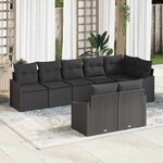 vidaXL Ensemble de canapé de jardin 8 Pièces Noir Poly rotin