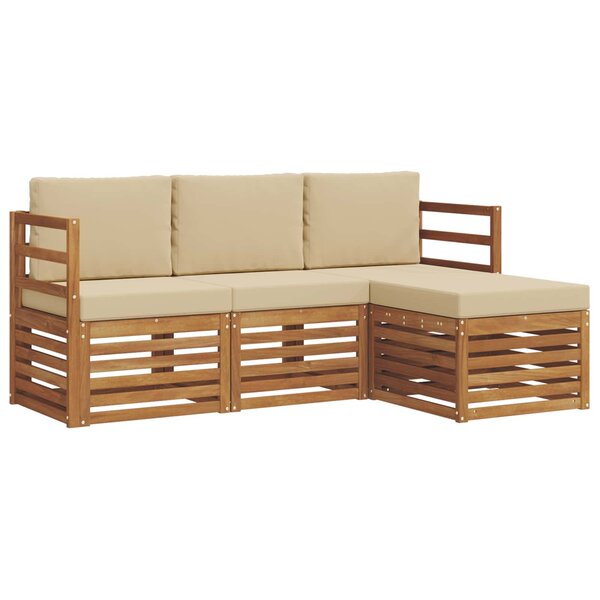 vidaXL Ensemble de canapés d'extérieur 4 pc Naturel et Beige