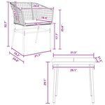 vidaXL Ensemble à manger jardin coussins 3Pièces marron poly rotin verre