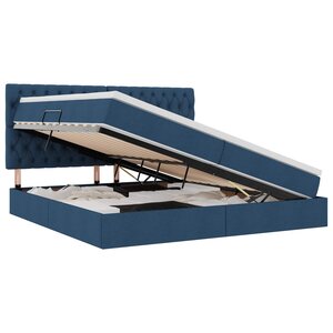 vidaXL Lit de rangement LED avec matelas Bleu 200 x 200 cm Tissu