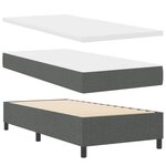 vidaXL Lit à ressort LED avec matelas Gris foncé 100 x 200 cm tissu