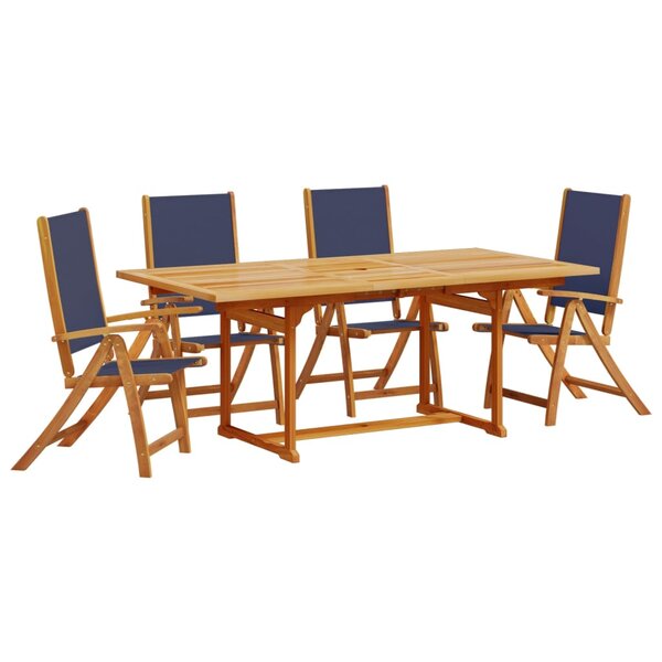 vidaXL Ensemble à manger de jardin 5Pièces bois d'acacia solide textilène