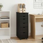 vidaXL Cabinet roulant 34 x 39 x 93 5 cm Bois de Pin Massif Noir