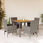 vidaXL Ensemble à manger de jardin et coussins 5 Pièces gris rotin acacia