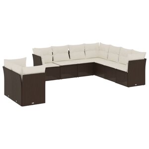 vidaXL Salon de jardin avec coussins 9 Pièces marron résine tressée