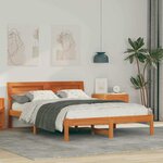 vidaXL Cadre de lit avec tête de lit Brun cire 120 x 190 cm Pin massif