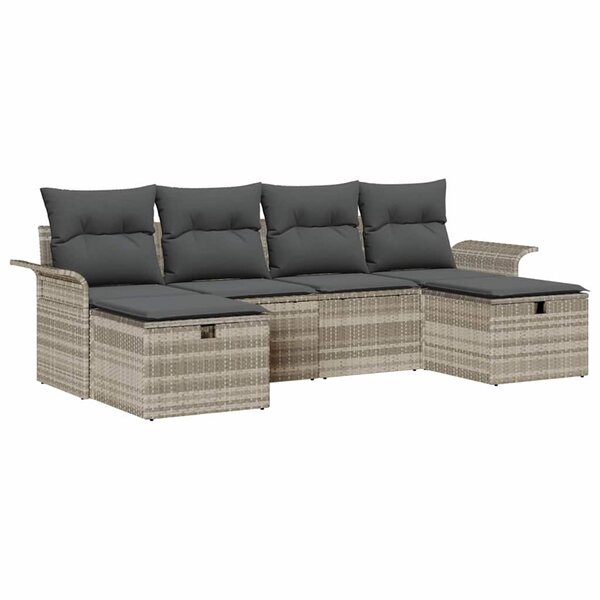 vidaXL Ensemble de canapé de jardin 6 Pièces Gris clair 251 x 117 x 85 cm