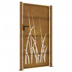 vidaXL Portail de jardin 105x205 cm acier corten conception d'herbe