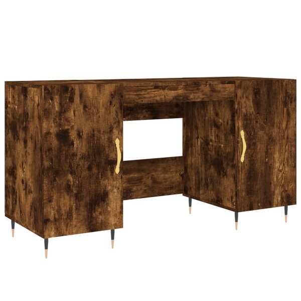 Bureau table poste de travail meuble d'ordinateur informatique étude chêne fumé 140 x 50 x 75 cm bois d'ingénierie brun 02_0023579