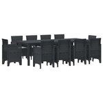vidaXL Ensemble de salle à manger de jardin de 11 pièces avec coussins anthracite en poly rattan
