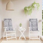 vidaXL Coussins de chaise à dossier haut lot de 2 carreaux gris