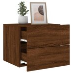 vidaXL Tables de chevet murales avec lumières LED 2 Pièces chêne marron