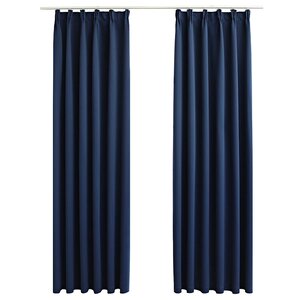 vidaXL Rideaux occultants avec crochets 2 Pièces Bleu 140x175 cm