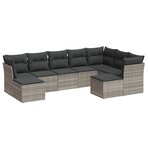vidaXL Salon de jardin 9 Pièces avec coussins gris clair résine tressée