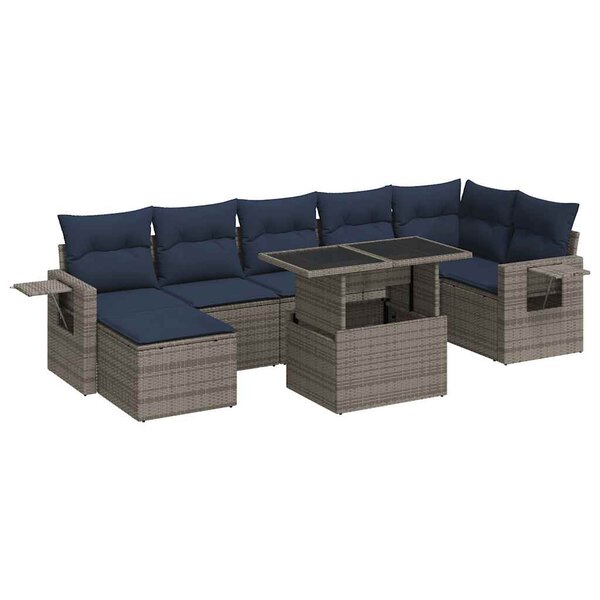 vidaXL Salon de jardin avec coussins 8 Pièces gris résine tressée acacia
