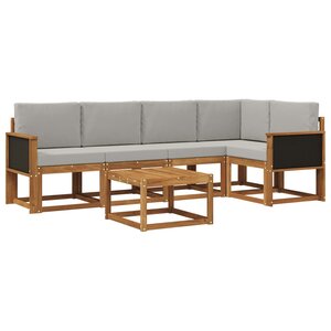 vidaXL Ensemble de canapés d'extérieur 6 pc Naturel et gris clair